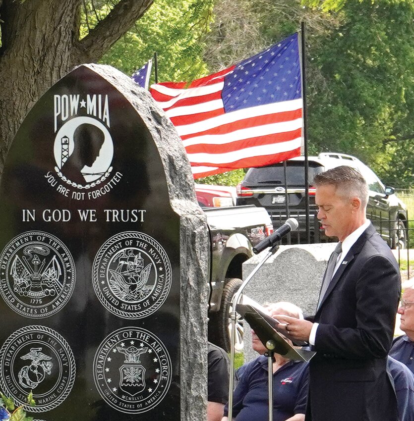 WOODBINE MEMORIAL DAY SERVICE:  Commander Terry L. Buchman, United States Navy, Retired, delivers the Memorial Day Address.