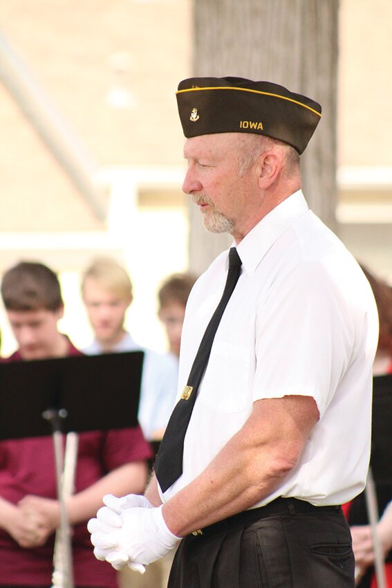 The chaplain for the local veterans, Kurt Wetzstein, led those in attendance of the Memorial Day Service in Logan in a prayer.