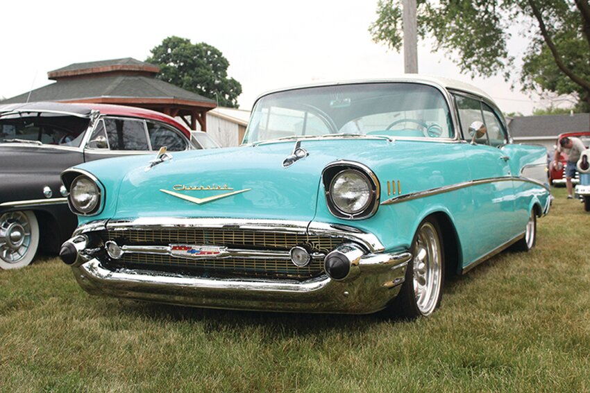 This year’s show attracted a large crowd from across the region. Pictured is a 1957 Chevy Belair owned by Dave Mahernholz, who the made the trip from Gretna, Neb. to attend the event.