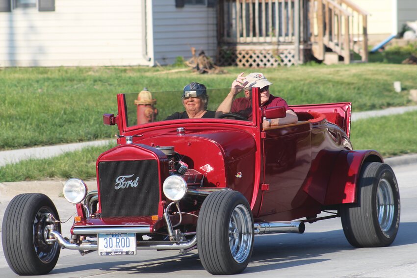 Some hot rods got in on the fun during "Scoop the Loop" on Saturday.