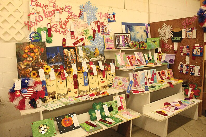 The open class building had many interesting crafts, foods, and art on display.