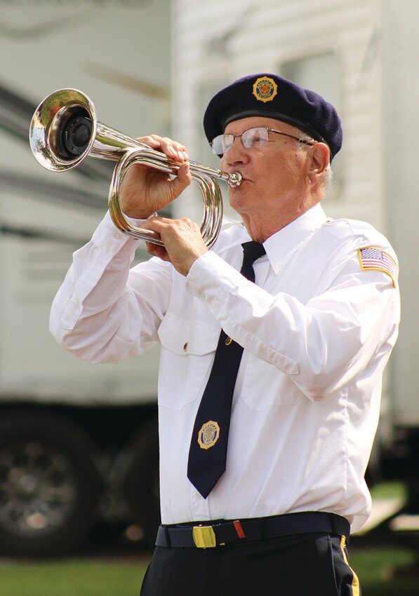 Taps was played to honor the fallen soldiers that are no long with us during the fair Veterans Ceremony.
