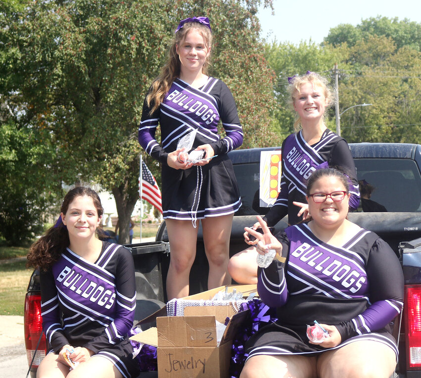 2023 BV Homecoming Parade - Bulldogs Cheerleaders (shown from left):  Karley Hagge, Annelie Gerlich, Johanna Mahnel, Jazmin Bald.