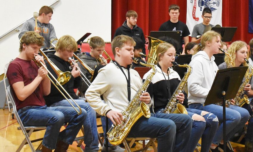 Members of the Boyer Valley High School band performed numerous patriotic musical selections during the Veterans Day Service held in Dow City on Nov. 10.