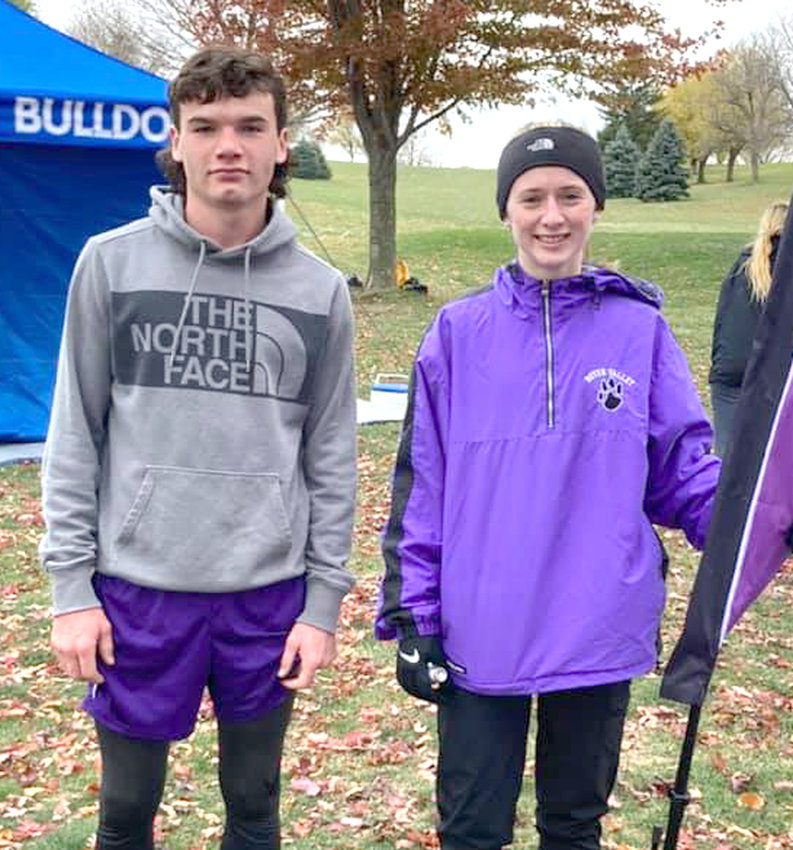 Boyer Valley will have two cross country standouts making their first appearance at the 2020 Iowa High School State Cross Country Championships on Oct. 31 in Fort Dodge.  Sophomore Patrick Heffernan (left) and freshman Abby Mandel both earned 10th place finishes at the Class 1A State Qualifying Meets on Oct. 23 in Audubon.