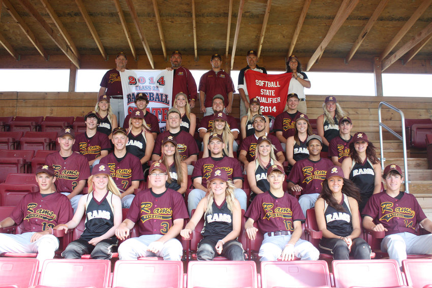 The Rams qualified for state in both softball and baseball in 2014. All of the players got together for a picture in the baseball grandstand to capture the moment.