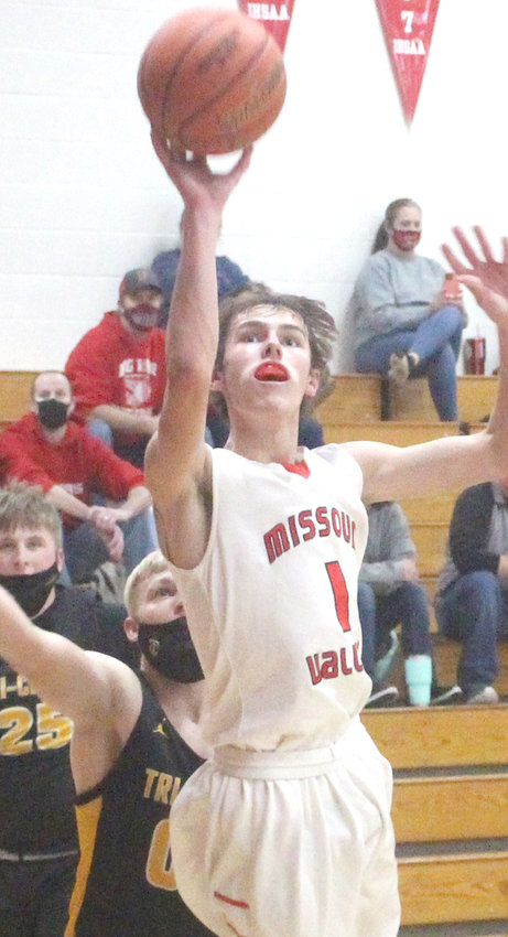 Missouri Valley's Will Gutzmer has been a steady contributor to the Big Reds this season.  He led hte Big Reds with 11 points in Friday's battle with Tri-Center.