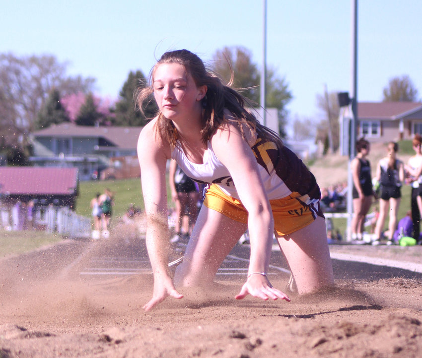 Emily Trucke placed fourth in the long jump at the Western Valley Conference meet on May 3.