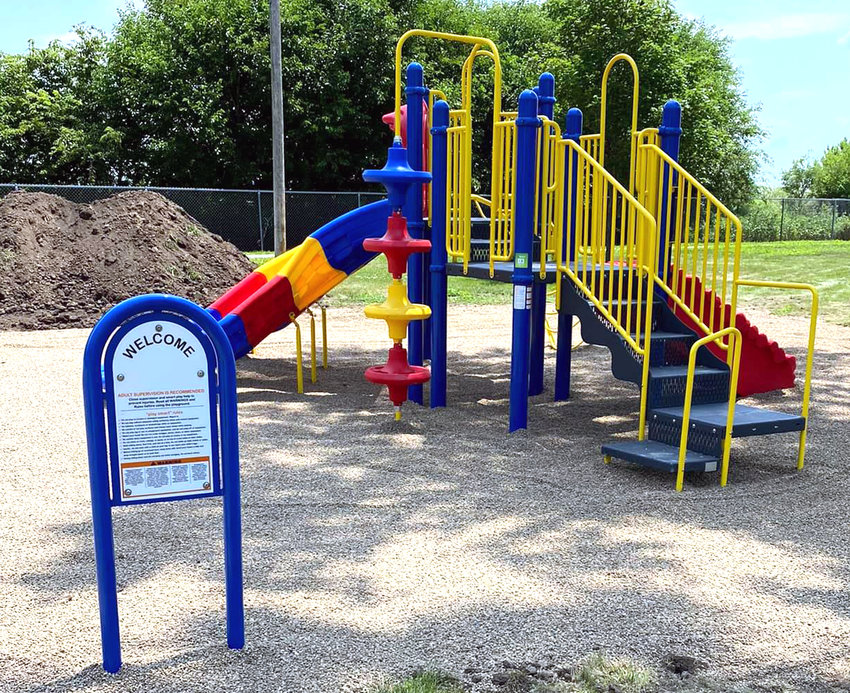 The new equipment at Modale's city park is ready for kids to play.