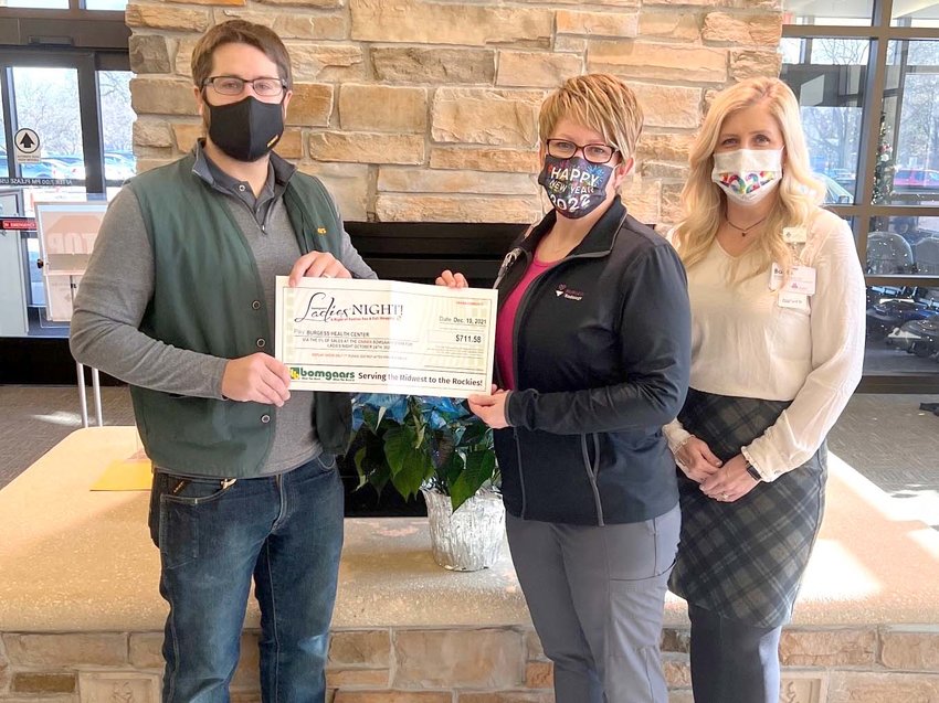 Pictured is Eric Ridder, Manager at Bomgaars in Onawa; Jenny Coble, Director of Radiology at Burgess Health Center; and Bobbi Johnson, Director of Foundation at Burgess Health Center.