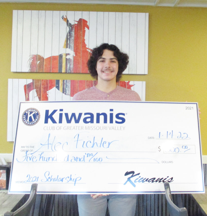 Congratulations Alec Fichter - recipient of the 2021 Kiwanis Scholarship.  Alec presented his transcripts to show he is a student in good standing. Keep up the good work and thank you for all your hard work as a Key Club Member while you were a student at MVHS! The Kiwanis Club of Greater Missouri Valley annually presents a $500 scholarship to a local graduate and is presented after receiving their first semester's transcripts. Alec is the first recipient after the club reorganized in 2020.
