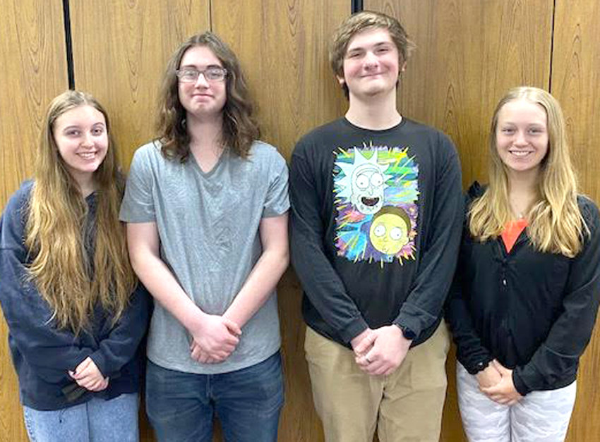 These four individuals have been selected to sing the National Anthem before the start of the Iowa High School State Track Championships on May 20 at Drake Stadium in Des Miones.  They include, from left, Evelyn Gomez, Mitchell Rose, Matthew Erickson, Samantha Yoder.  A total of 61 groups, soloists auditioned, and 21 were selected.  Logan-Magnolia is the only Class 1A school that was selected.