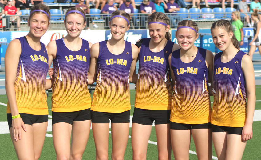2022 State Track: The Logan-Magnolia 4 x 800 m relay (plus alternates) picked up a third place finish at the 2022 State Track Meet.  They incluce, from left, Mya Moss, Courtney Sporrer, Madison Sporrer, Haedyn Hall, Greylan Hornbeck, Ava Rowe.