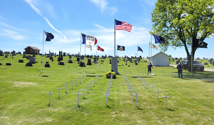 This is a picture of the Morgan Cemerty that was taken during the Memorial Day service.