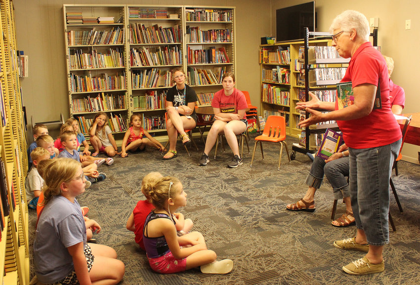 Friends from the Crawford County Farm Bureau visited the Dow City Library Tuesday, June 21, to offer children a taste of the farm.