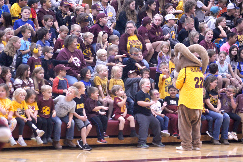 All of the elementary students wanted to get a high-five from Rambo during the homecoming games on Friday afternoon.