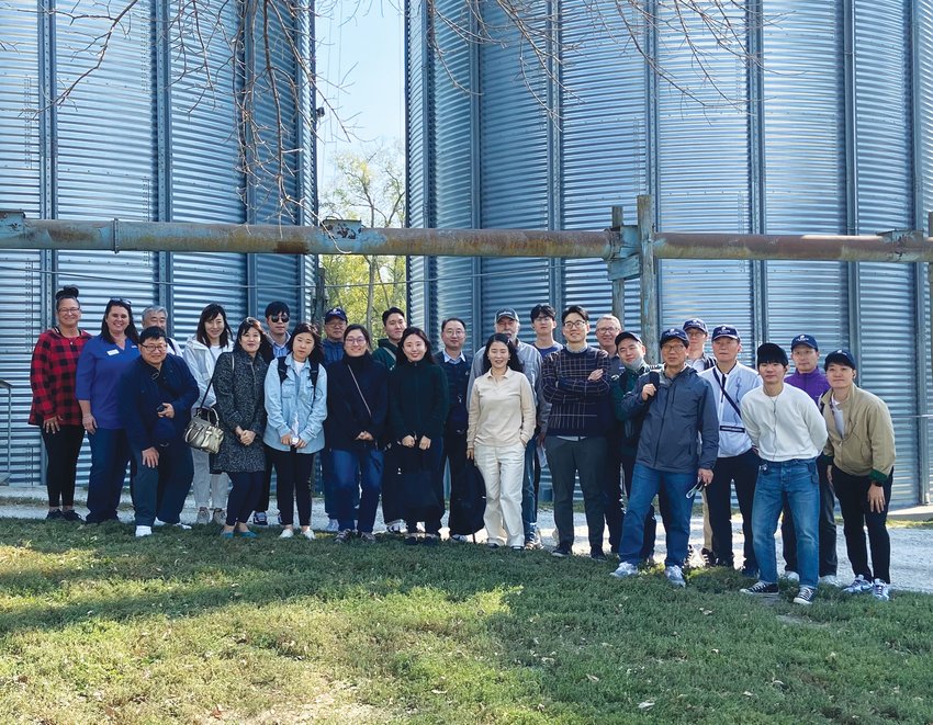 A delegation from South Korea visited the Buss family's farming and agricultural operations in Missouri Valley on Thursday.