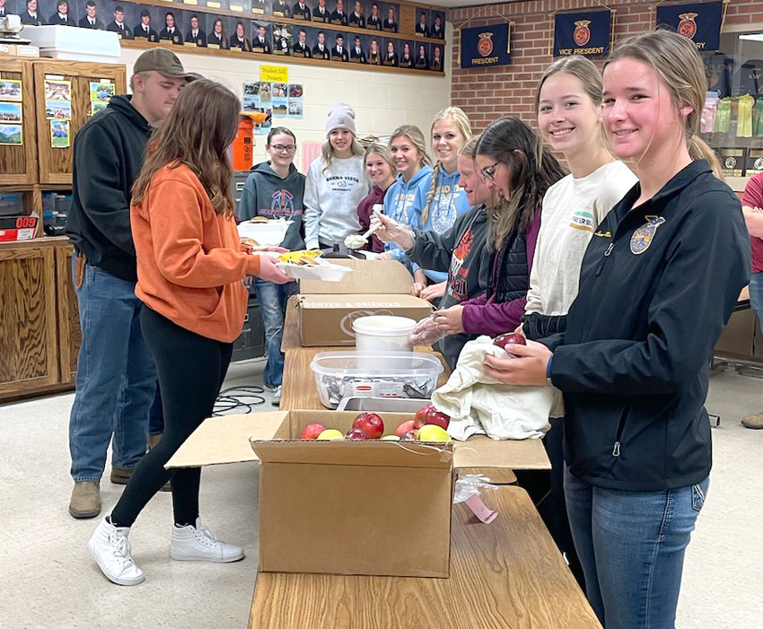 MVAO FFA members packaged up the meals for Feed the Farmer on Oct. 17.