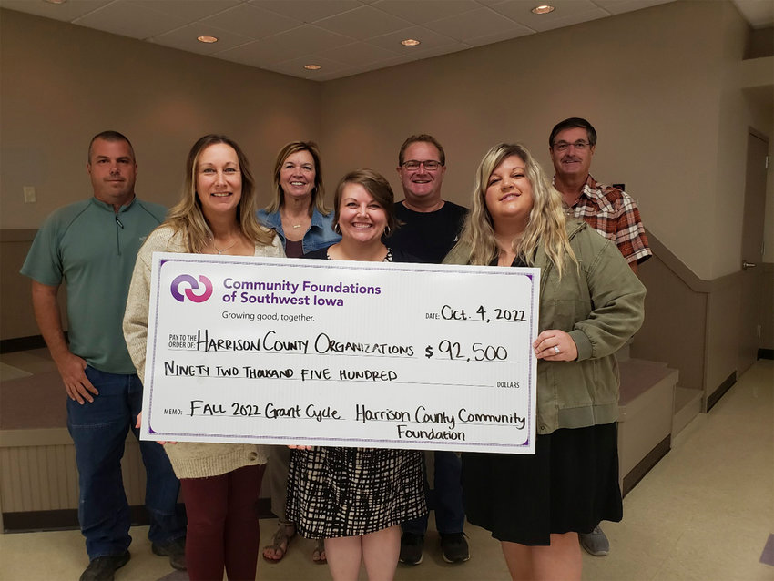 Harrison County Community Foundation Advisory Board Members pictured front row, from left: .&nbsp;Kerry Stueve, Secretary/Treasurer; Stacey Goodman, Foundation Director; and Lori.Thomsen; back row, from left: Todd Noah; Barbara Oliver, Vice Chair; Noel Sherer; and Jay.Smith, Chair.