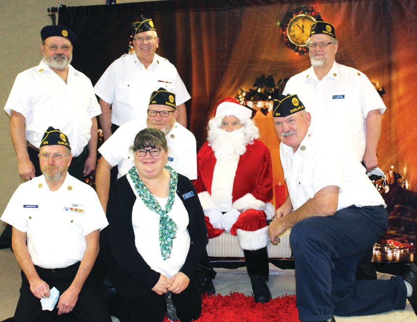 American Legion Post 224 poses with Santa in Dunlap in 2021.