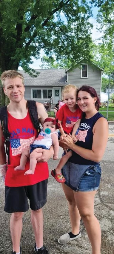 Pictured: Jared Rosebrook, Halie Hicks, and their two children Kruz and Willow.