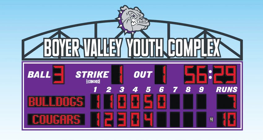 The Dean J. King Family Foundation has provided grant money to the Boyer Valley Youth Organization for new scoreboards at the BYVO's three fields. Pictured is a rendering of the new additions.