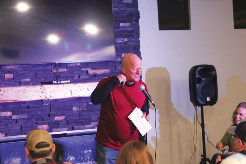 Headliner John Bush speaks with someone in the crowd during the Funlap Road Show performance this past Saturday.