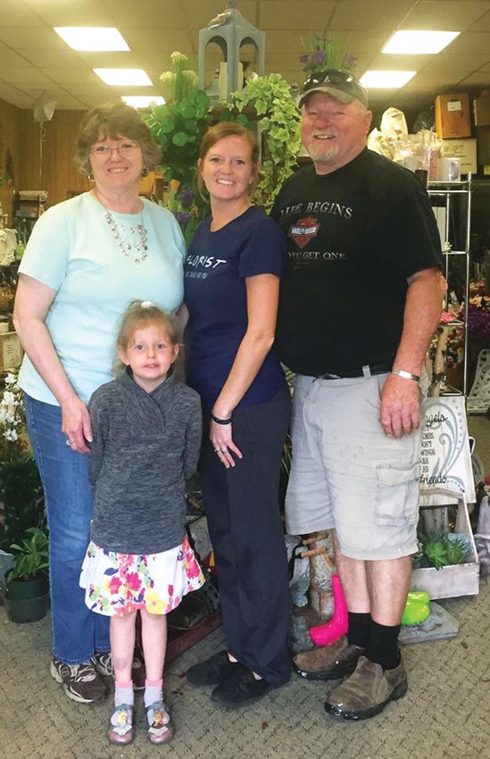 Wendt's Pots and Posies celebrated 44 years of business this past Saturday. Pictured, from left, are Bev Wendt, Melody Boettger, Melissa Boettger and Ed Wendt.