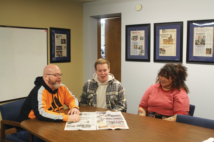 Pictured, from left: Curt Hineline (managing editor for Enterprise Media Group publications), Aaron Hickman (associate editor for the Dunlap Reporter and Missouri Valley Times-News) and Cheyenne Alexis (associate editor for the Arlington Citizen, Washington County Enterprise and Pilot Tribune).