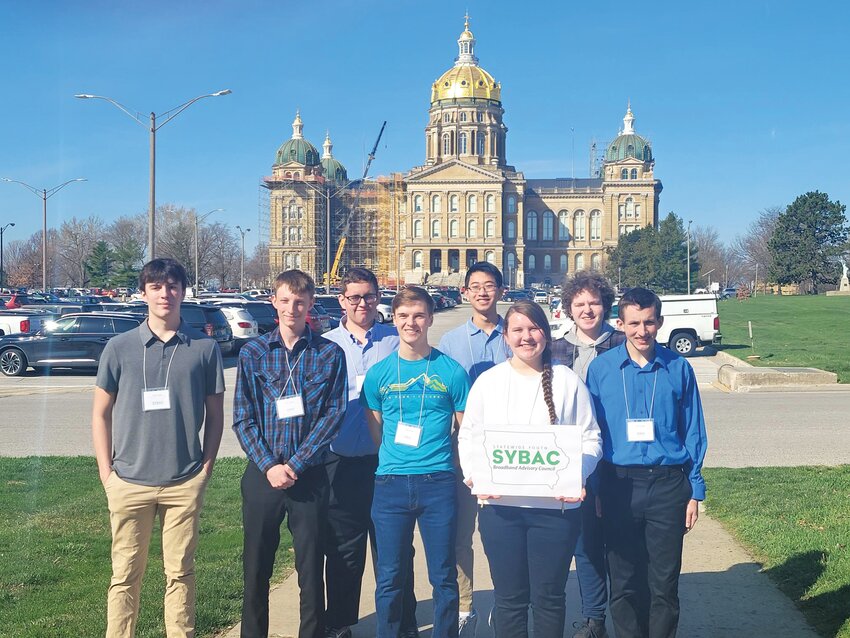 Thomas Hast, pictured second from left, is a junior at Boyer Valley. He recently attended the annual Statewide Youth Broadband Advisory Council meeting at the State Capitol in Des Moines.