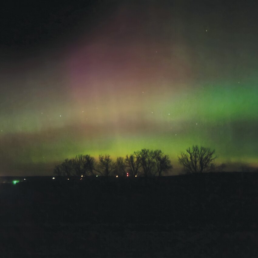 Photo of the aurora borealis taken just east of Dunlap looking north at around 11:15 p.m. on Sunday night.