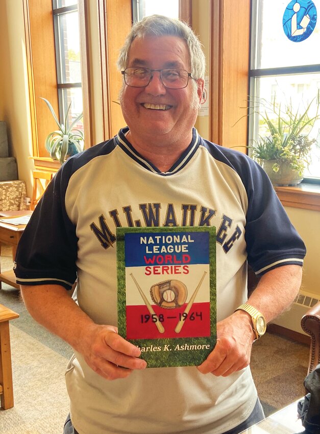 Charles Ashmore sported some Milwaukee Brewers gear during his book signing event at the Missouri Valley Public Library.