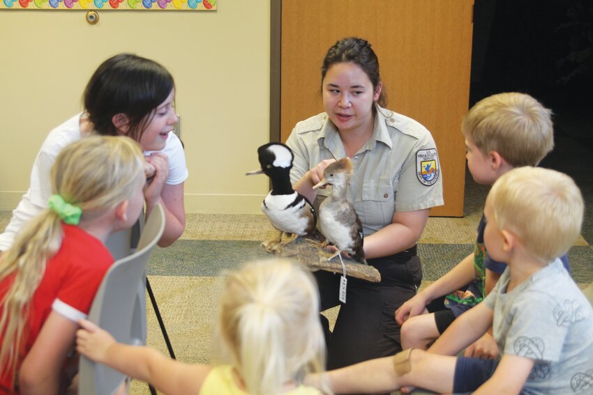 Alyssa Lu of the DeSoto National Wildlife Refuge presented on the birds that can be found at the refuge, along with their many voices and calls, at the Missouri Valley Public Library last Wednesday.