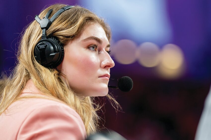 Hailey Ryerson observes the Huskers' women's basketball match against Minnesota at Pinnacle Bank Arena on Sunday, Feb. 20, 2022, in Lincoln, Neb.