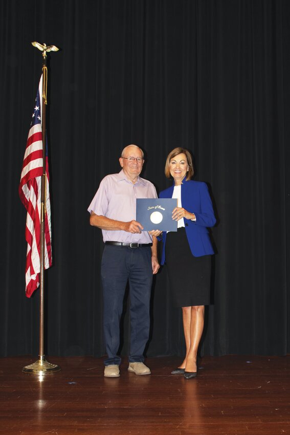 Dunlap's Don Thompson was presented with the Governor's Volunteer Award for Outstanding Service last week in Ankeny.
