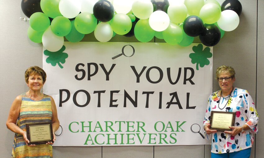 The Charter Oak Achievement Day organizers honors Julie Staley of Charter Oak and Rhonda Lee of Battle Creek for all of their contributions to Achievement Days. Both have judged the static exhibits and communication/style show events during Achievement Days for a number of years.
