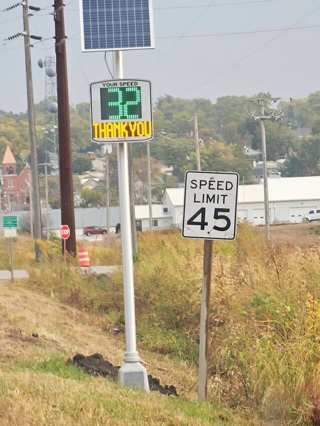 Three of Missouri Valley's new speed radar signs are up and operating. Located at South 6th Street, East Highway 30 and North 1st Street, another will eventually be added on West Highway 30. The data collected from each sign is relayed to the Missouri Valley Police Department.
