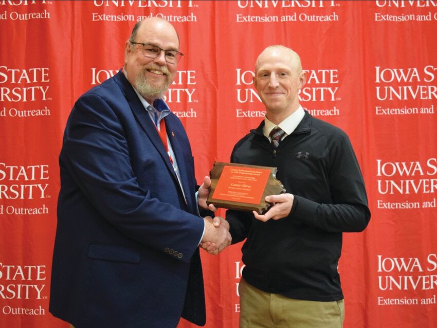 Carter Oliver was recognized for his excellence in county extension work during the 2023 Agriculture and Natural Resources Extension and Outreach conference held Oct. 16-17 in Ames.