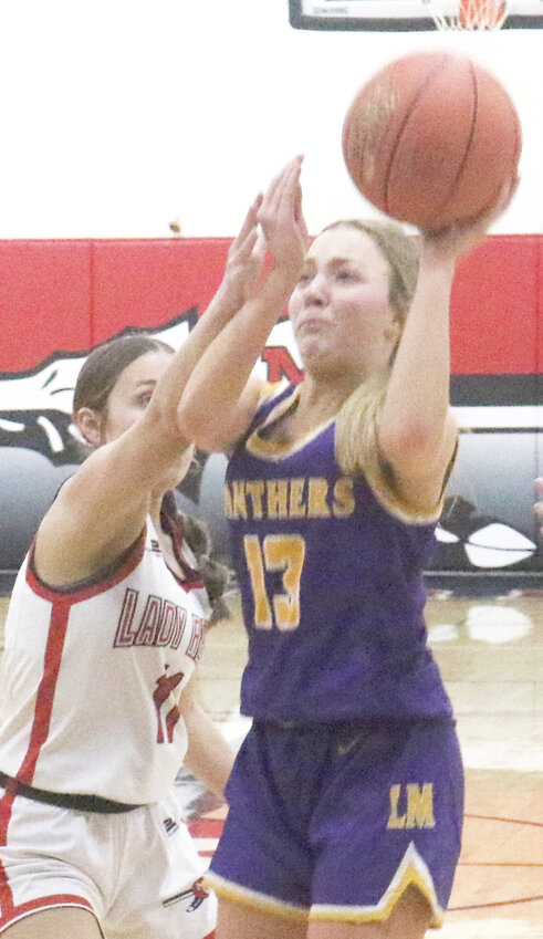 Logan-Magnolia's Allysen Johnsen puts up a shot in Western Iowa Conference play at Missouri Valley on Jan. 16.