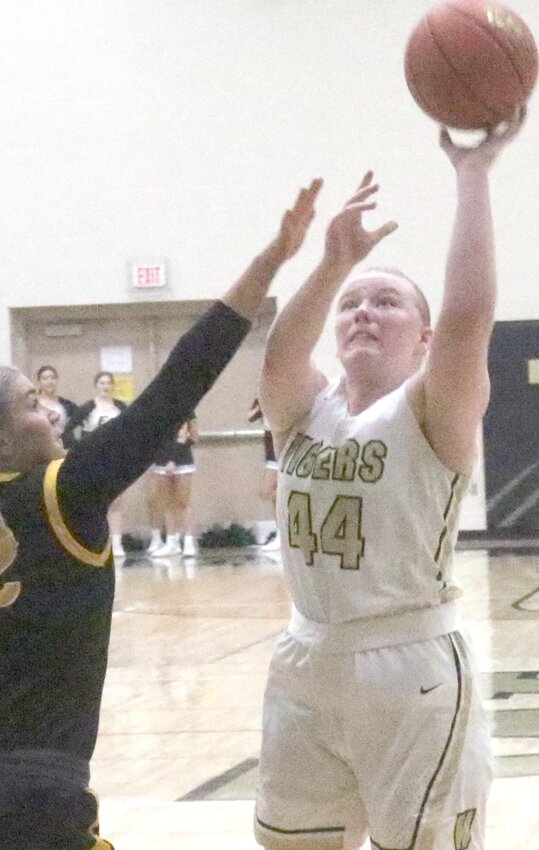 Woodbine's Amanda Newton adds another basket in non-conference action against Fremont-Mills on Jan. 26.