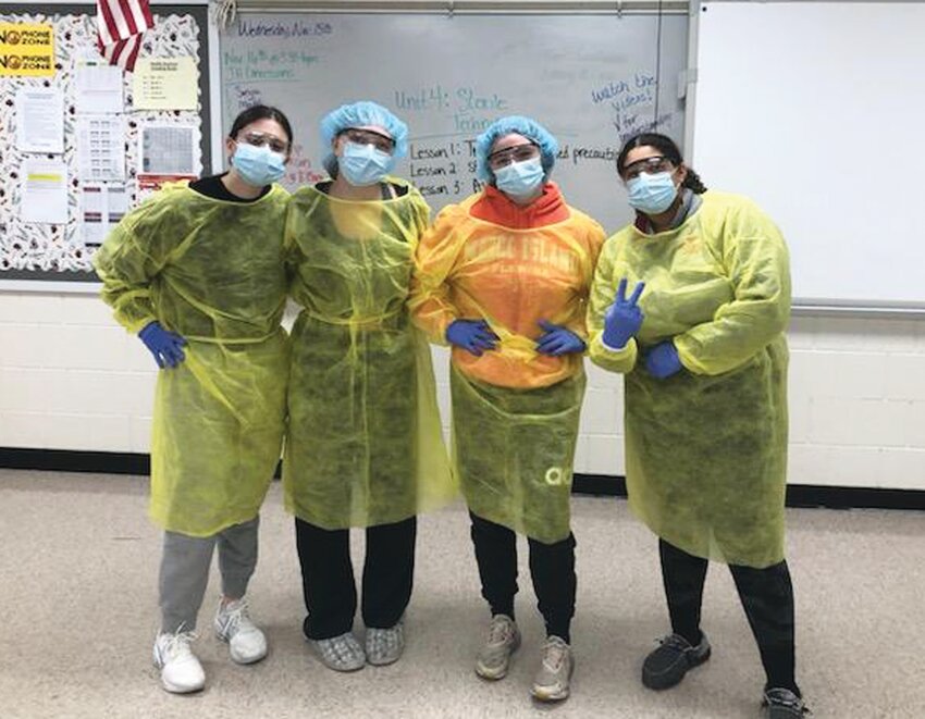 Health science students pictured, from left: Ryley Marcum, Alyssa Jager, Preslee Mass and Sonjia Smith.