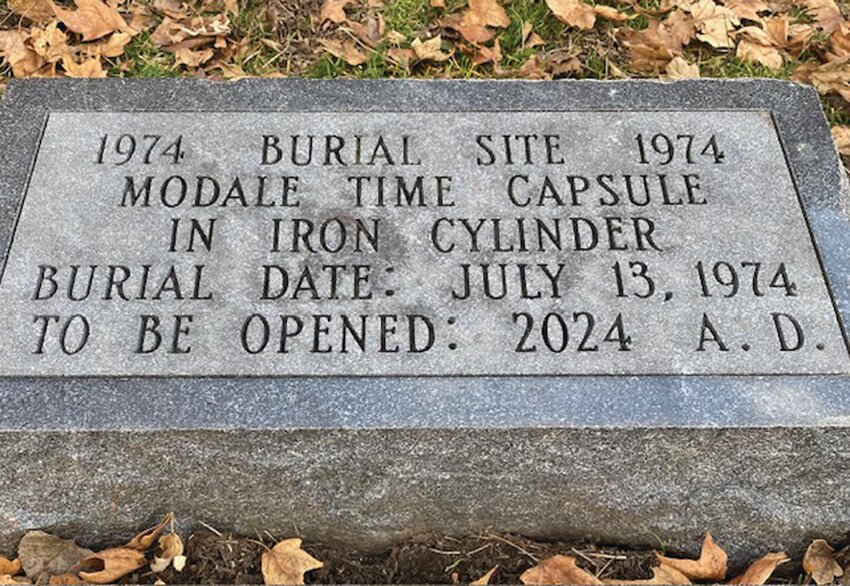 A time capsule will be dug up 50 years after its burial in Modale on July 13.