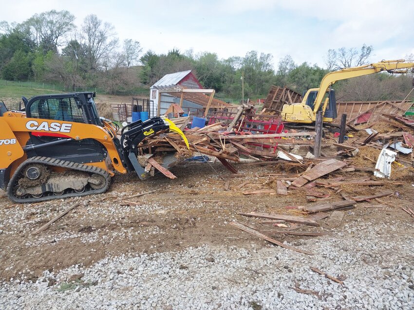 GoServ Global, a faith-based non-profit, has seen volunteers begin work on properties affected from the severe weather on April 26. Pictured is Todd and Cassie Pape's property outside of Pisgah.
