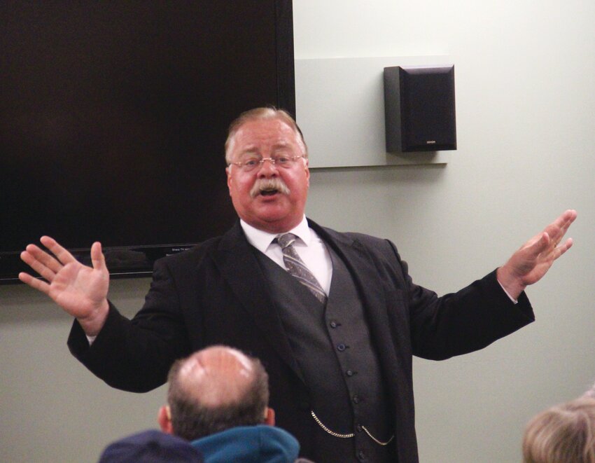 Joe Wiegand presented as President Theodore Roosevelt at the Missouri Valley Public Library last Thursday.