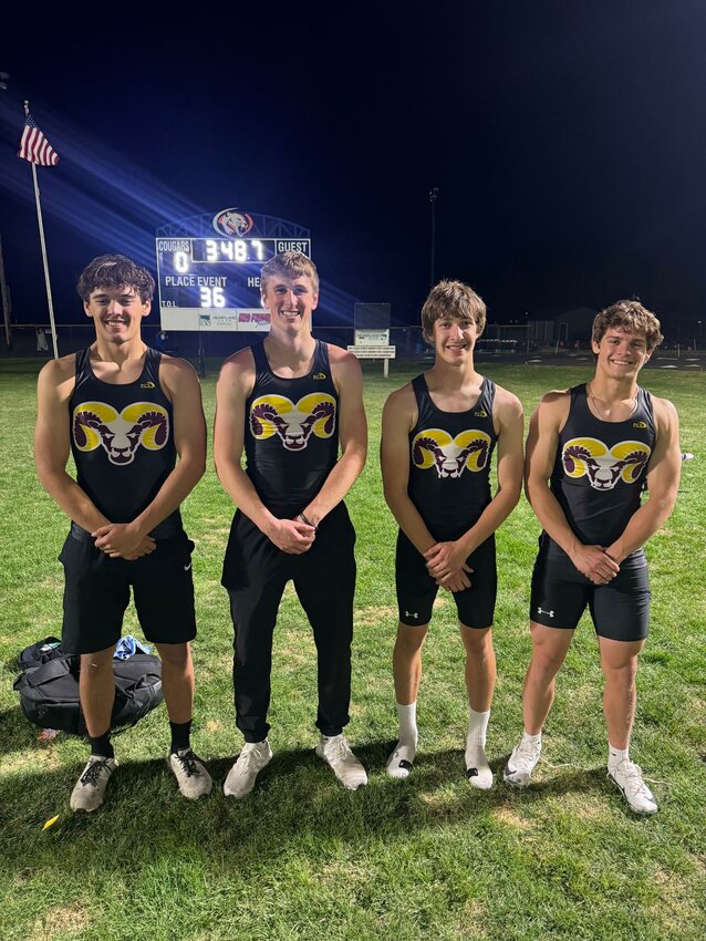 The MVAOCOU boys 4x100 meter relay team qualified for the Drake Relays with their performance at Manson on April 17. Members of the relay are Luther Cameron, Peyton Gress, Tanner Dixon and Manny Cameron.
