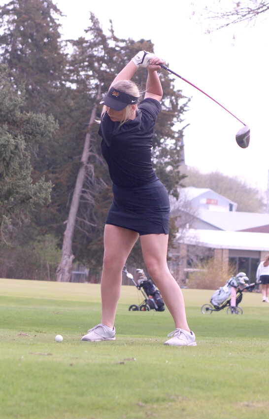 Brynn Jacobsen tees off on #7 during MVAOCOU Invite on Wednesday, April 23 at Willow Vale Golf Course.
