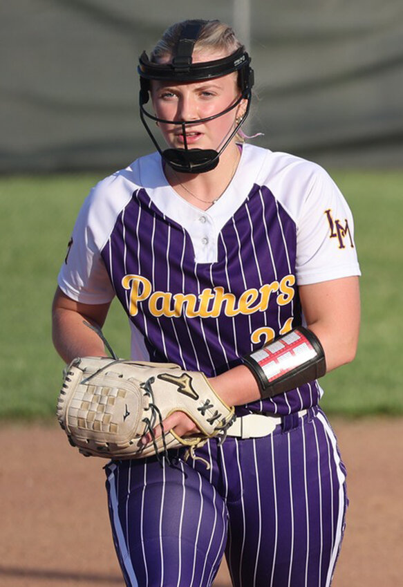 Logan-Magnolia's Campbell Chase gets the sign before delivering the pitch in recent Western Iowa Conference action.
