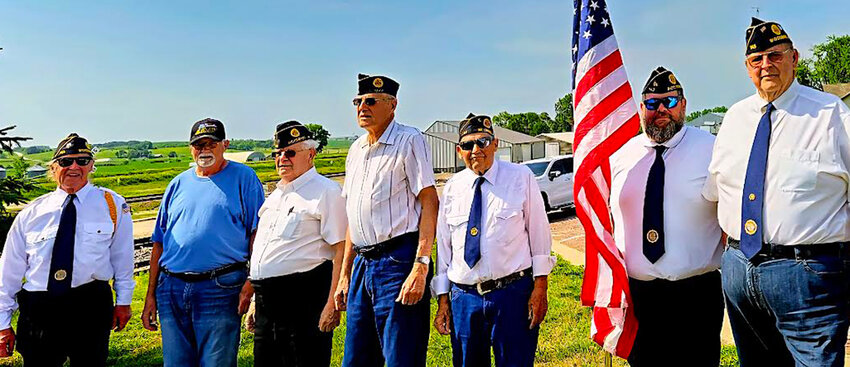 Flag Day Retirement ceremony:   The Woodbine American Legion prepare to retire worn United States flags on June 14 (Flag Day).  They include, Steve Harrington, Chris Lenning, Mark Westermeyer, Harley Mether, Bob Hammit, Dustin Kruse, Bob Weis.  Not pictured: Ron Truitt, Gerald Grandstaff.