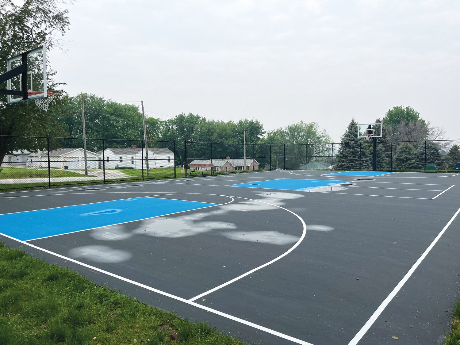 The basketball court at Dunlap City Park was recently resurfaced and painted to match the pool. Pickleball will also be able to be played on the court.