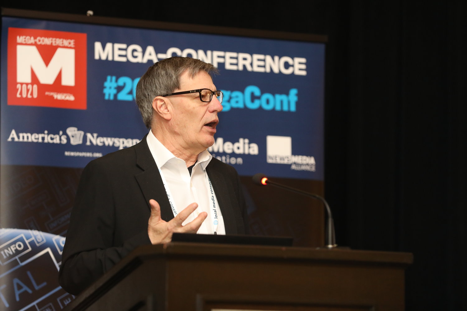 Jim Stevenson of Spinal Column Newsweekly Media at the 2020 Mega-Conference. (Photo by Bob Booth)